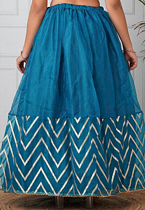 Woven Organza Skirt in Teal Blue