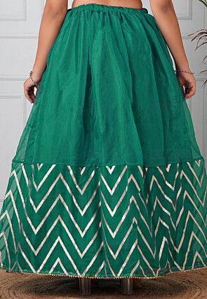 Woven Organza Skirt in Teal Green