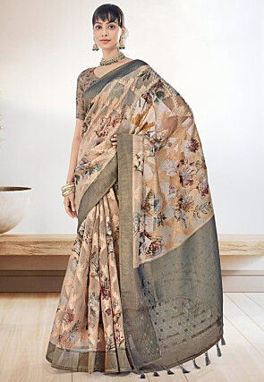 Floral Printed Organza Saree | Indian saree blouses designs, Organza saree,  Indian fashion saree