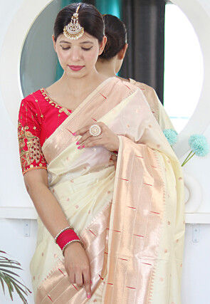 Woven Paithani Saree in Cream