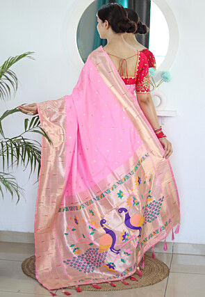 Woven Paithani Saree in Pink