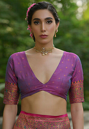 Woven Pashmina Silk Saree in Blue