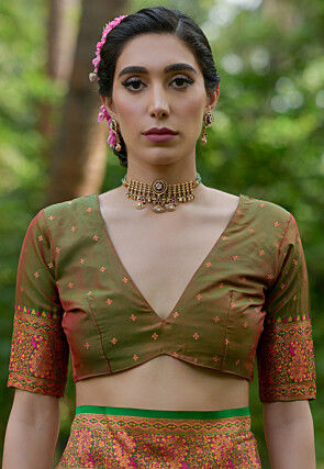 Woven Pashmina Silk Saree in Fuchsia