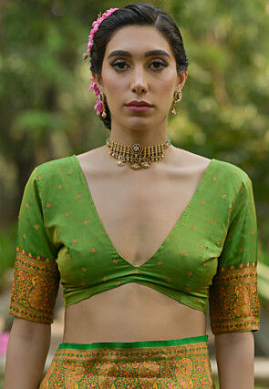 Woven Pashmina Silk Saree in Yellow