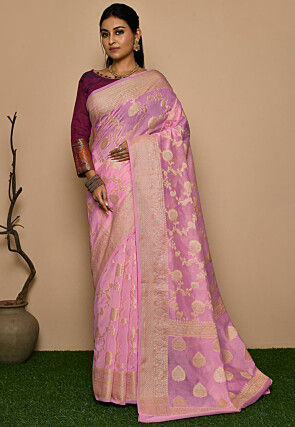 Banarasi Georgette Silk Saree in Light Pink