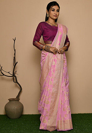 Banarasi Georgette Silk Saree in Light Pink
