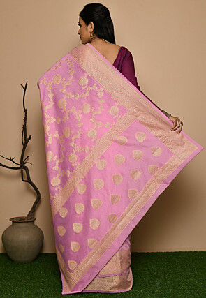Banarasi Georgette Silk Saree in Light Pink