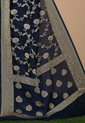 Banarasi Georgette Silk Saree in Navy Blue