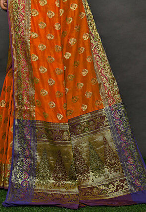  Banarasi Silk Saree in Orange