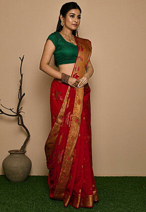 Banarasi Georgette Silk Saree in Red