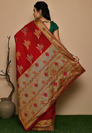 Banarasi Georgette Silk Saree in Red