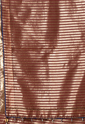 Woven Pure Chanderi Silk Saree in Brown