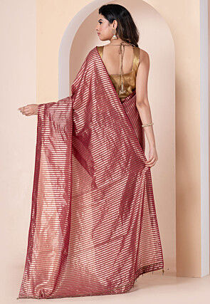Woven Pure Chanderi Silk Saree in Maroon
