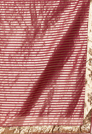 Woven Pure Chanderi Silk Saree in Maroon