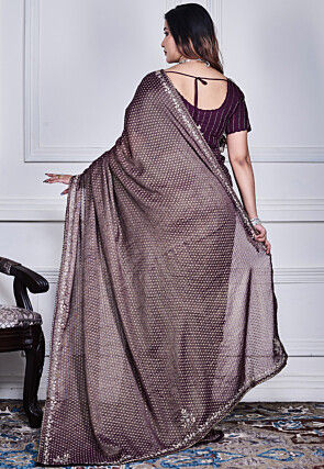 Woven Pure Chiffon Saree in Dark Purple