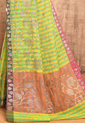 Woven Pure Cotton Handloom Saree in Green