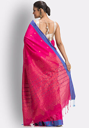 Woven Pure Cotton Saree in Fuchsia