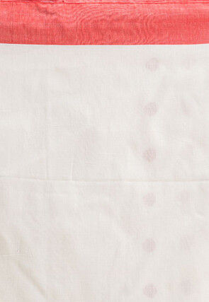 Woven Pure Cotton Saree in White