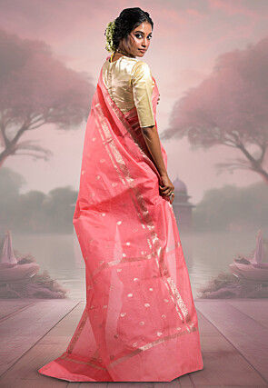 Woven Pure Cotton Silk Saree in Pink