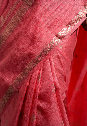 Woven Pure Cotton Silk Saree in Pink