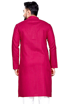 Woven Pure Cotton Slub Kurta in Pink