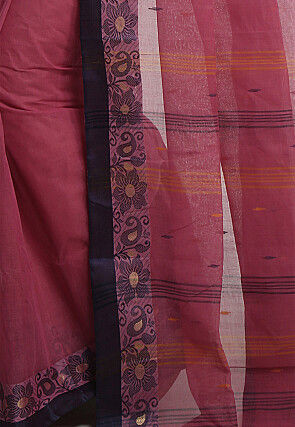 Woven Pure Cotton Tant Saree in Maroon