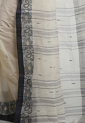 Woven Pure Cotton Tant Saree in Off White