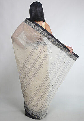 Woven Pure Cotton Tant Saree in Off White