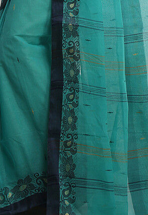 Woven Pure Cotton Tant Saree in Sea Green