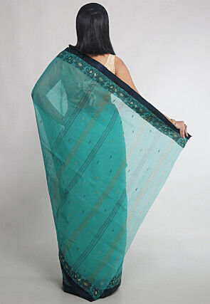 Woven Pure Cotton Tant Saree in Sea Green