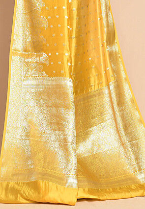Woven Pure Dupion Silk Saree in Yellow