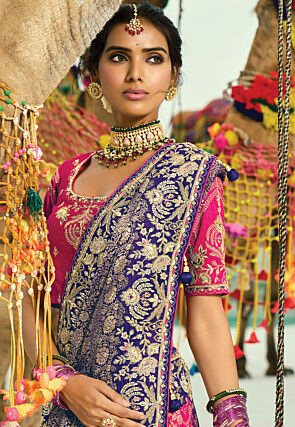 Woven Pure Georgette Jacquard Saree in Multicolor