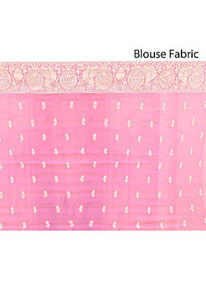 Woven Pure Georgette Silk Saree in Baby Pink