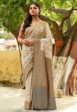 Woven Pure Georgette Silk Saree in Light Green