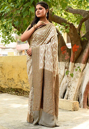 Woven Pure Georgette Silk Saree in Light Green