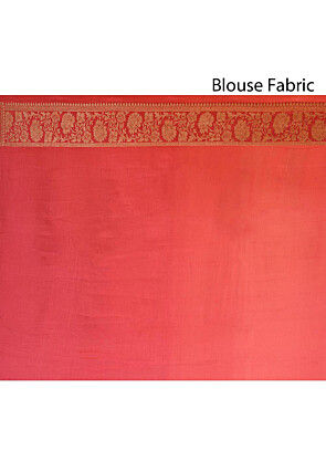Woven Pure Georgette Silk Saree in Peach