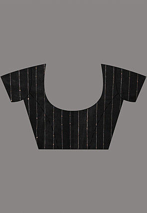 Woven Pure Linen Saree in Black