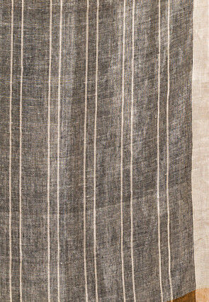 Woven Pure Linen Saree in Dark Mustard