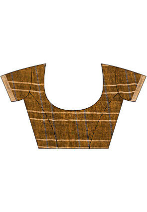 Woven Pure Linen Saree in Dark Mustard