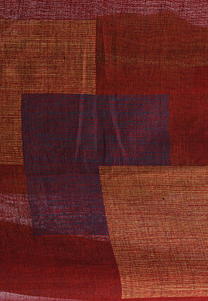 Woven Pure Linen Saree in Dark Olive Green