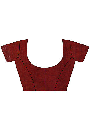 Woven Pure Linen Saree in Dark Olive Green