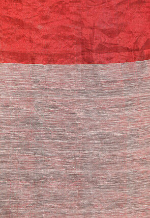 Woven Pure Linen Saree in Light Grey