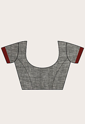 Woven Pure Linen Saree in Light Grey