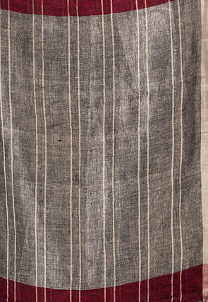 Woven Pure Linen Saree in Maroon