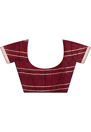 Woven Pure Linen Saree in Maroon