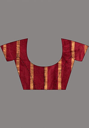 Woven Pure Linen Saree in Maroon