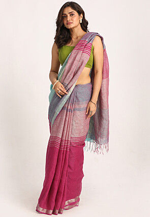 Linen Silk Saree with Zari work SR05649427