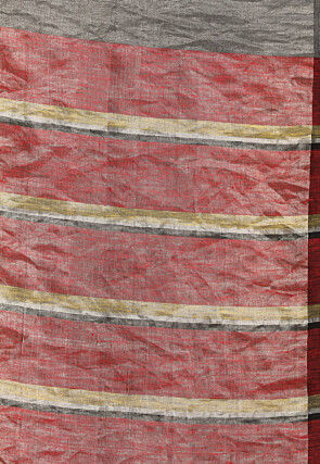 Woven Pure Linen Saree in Red