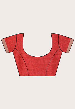Woven Pure Linen Saree in Red