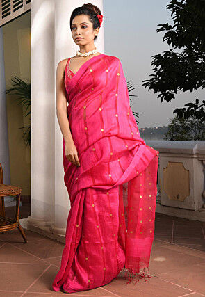 Woven Pure Matka Silk Saree in Fuchsia